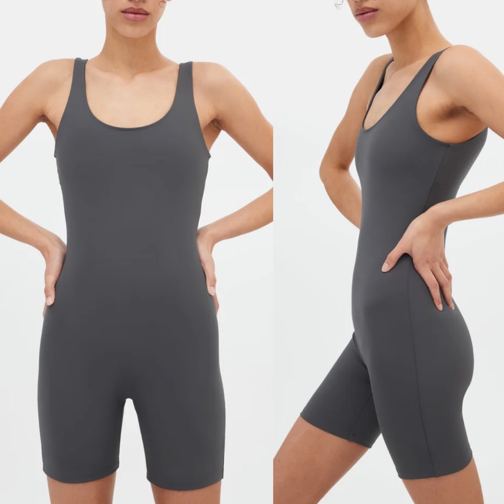 GIRLFRIEND COLLECTIVE Moon Bike Unitard Gray Bodysuit Leotard Romper Workout XS